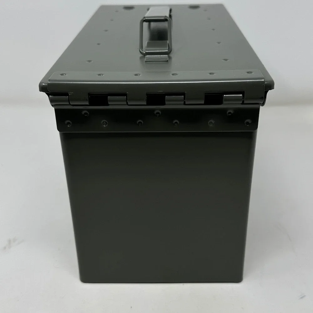 Military Style Steel Ammo Can 50 Caliber Olive Drab Green Storage Box Utility